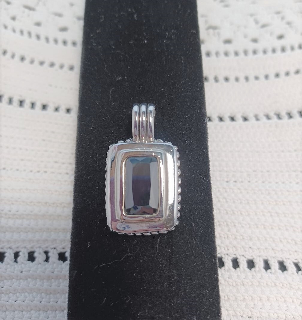 Black Faceted Glass and Silver Tone Pendant