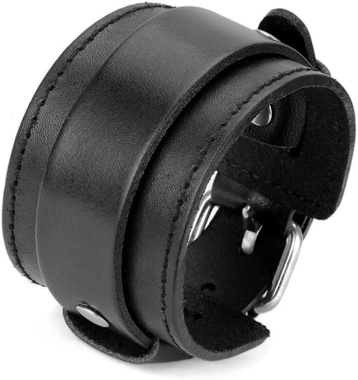 Rock-Inspired Leather Cuff Bracelet – Lightweight Adjustable Band for All Ages