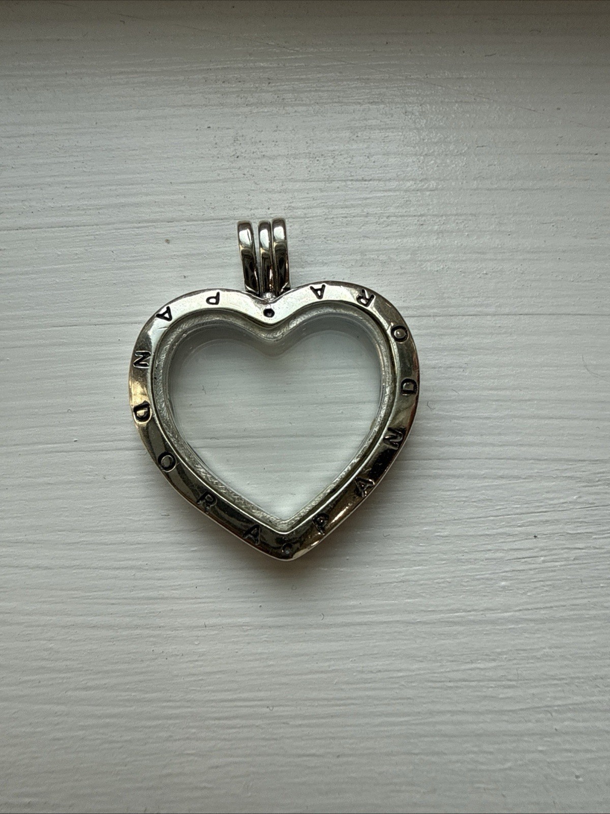 Genuine Pandora Silver CZ Medium Floating Heart Locket