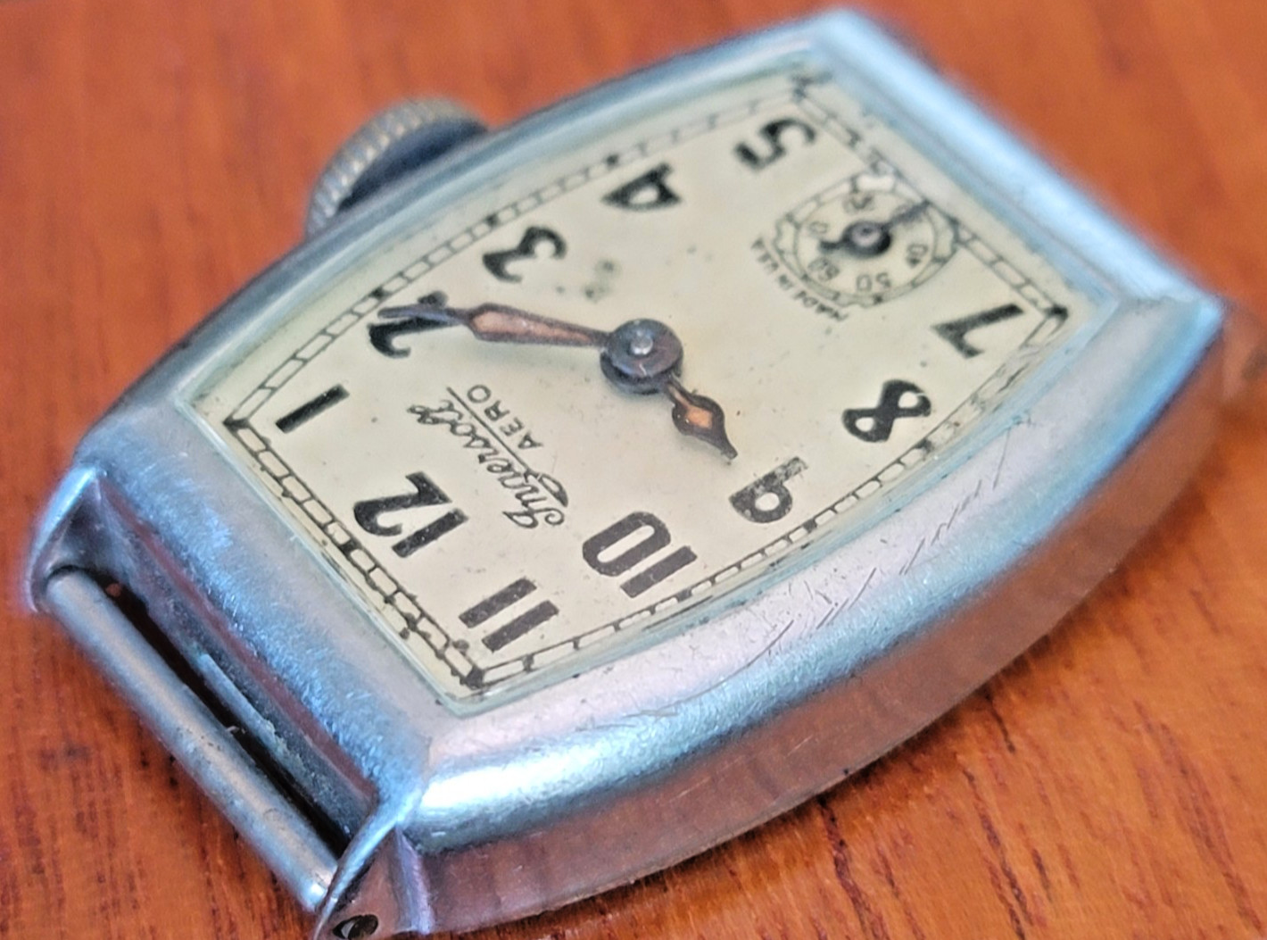 Ingersoll Aero Vintage Art Deco Tonneau Wristwatch Manual Wind USA 32mm WP1-57