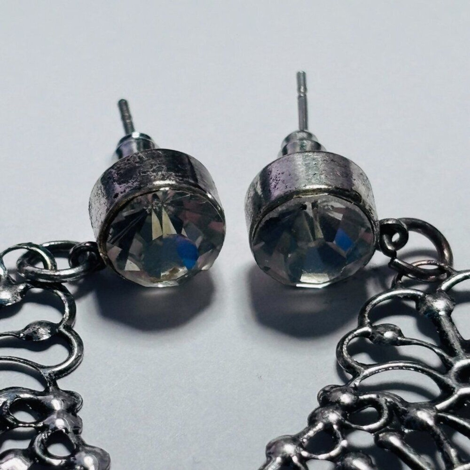 Boho Silver Tone Turquoise Medallion Drop Dangle Earrings