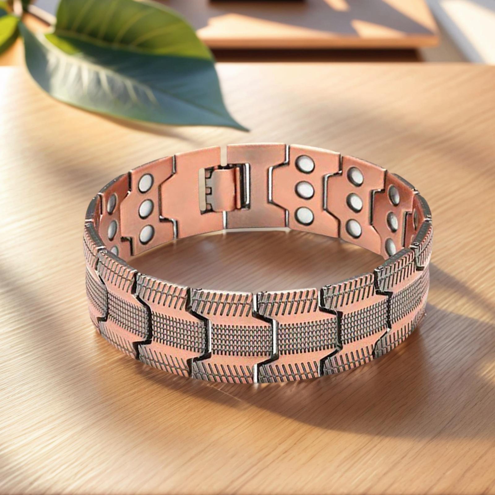 99% Copper Magnetic Bracelet+Ring 3X Arthritis Relief Adjustable w/ Tool & Box
