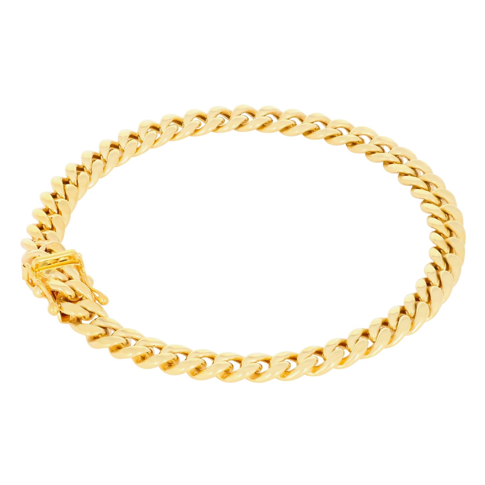 14K Yellow Gold 5.7mm Miami Cuban Link Chain Lightweight Bracelet Mens Womens…