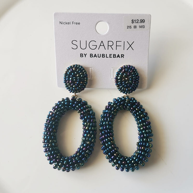 New SUGARFIX Beads Oval Drop Earrings Gift Fashion Women Party Holiday Jewelry