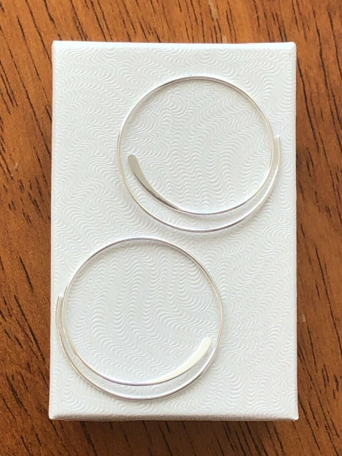 925 Sterling Silver Swirl Spiral Threader Hoop Earrings Thin Wire 30mm(1.18″)