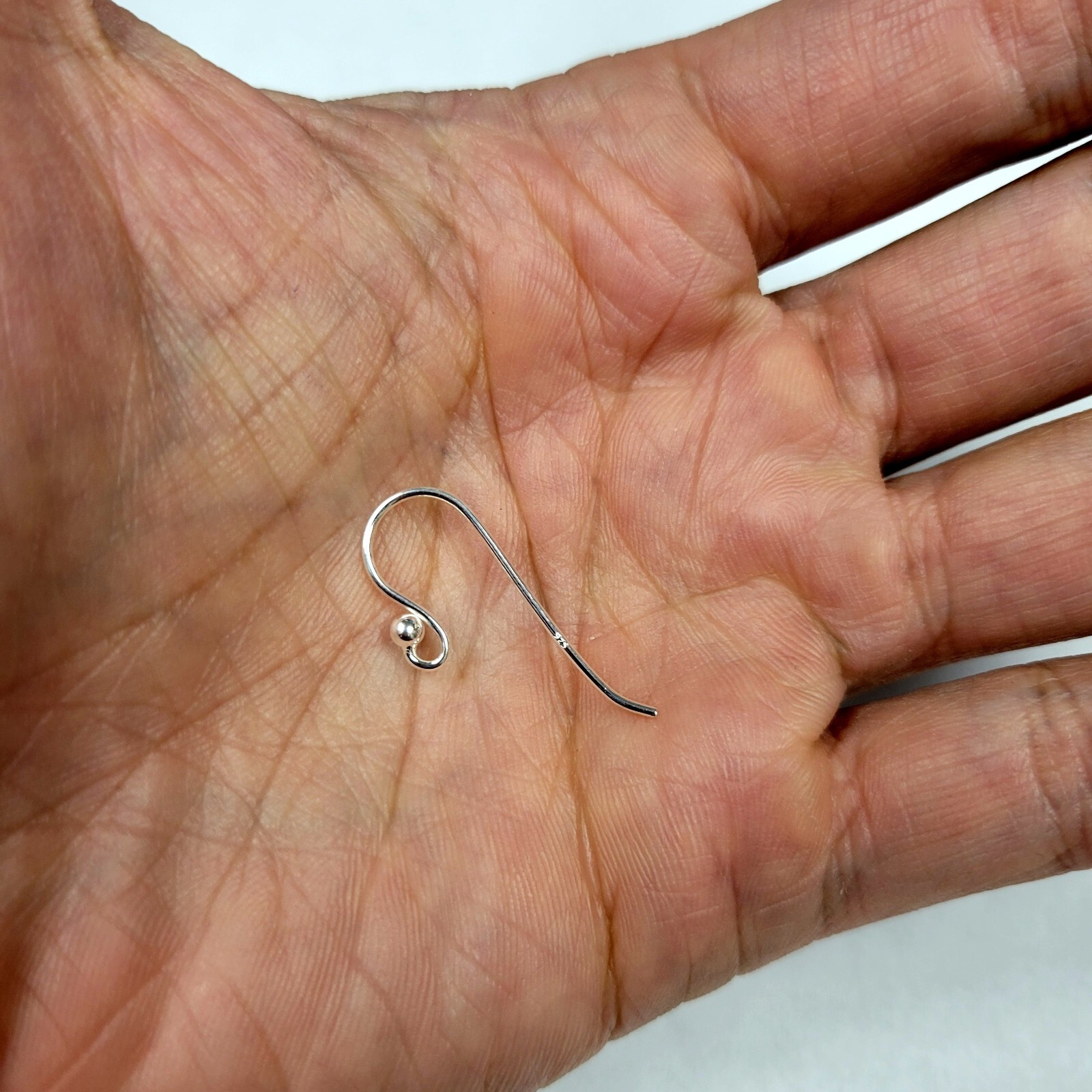 Sterling Silver Ear Hooks. Heavy Guage Earwires. Bead End Earring Findings. Ball