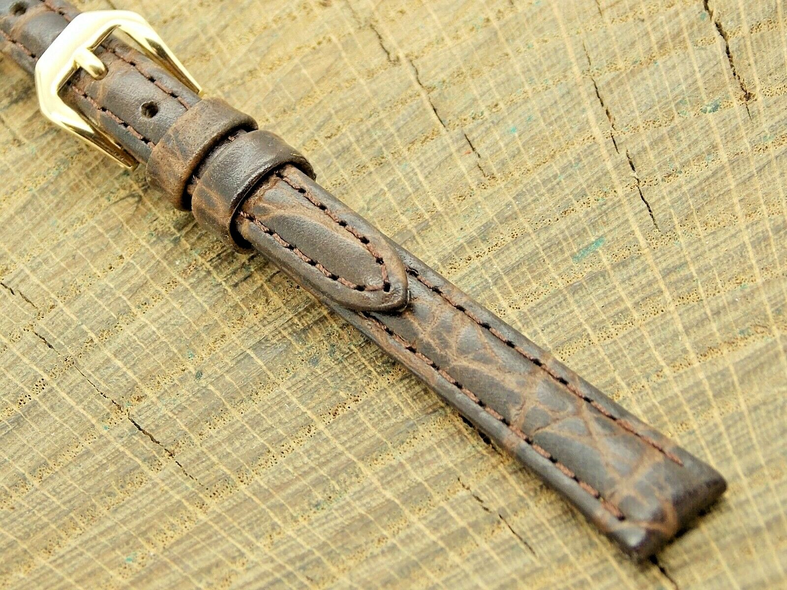 Kreisler Brown Croco Grain Gold Tone Buckle NOS Unused Vintage 10mm Watch Band
