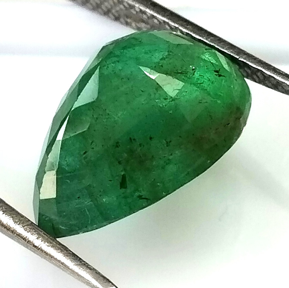 PEAR SHAPE GREEN EMERALD ZAMBIAN FACETED CUT NATURAL GENUINE GEMSTONE 5.20 CARAT