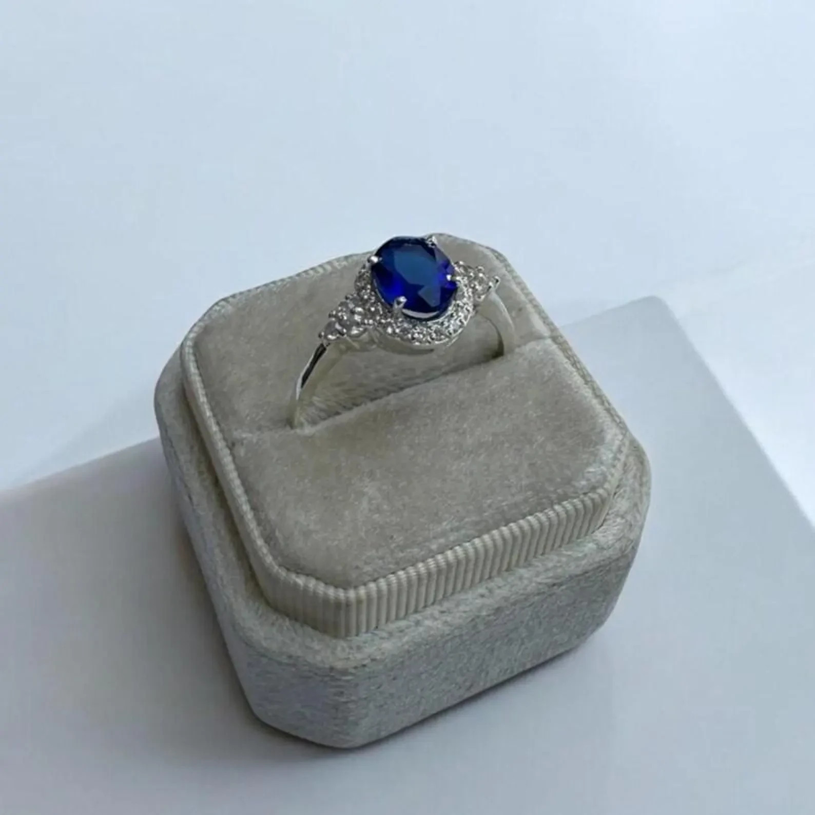 4.70 Ct Oval Cut Natural Sapphire Diamond Engagement Ring 14K Solid White Gold 6