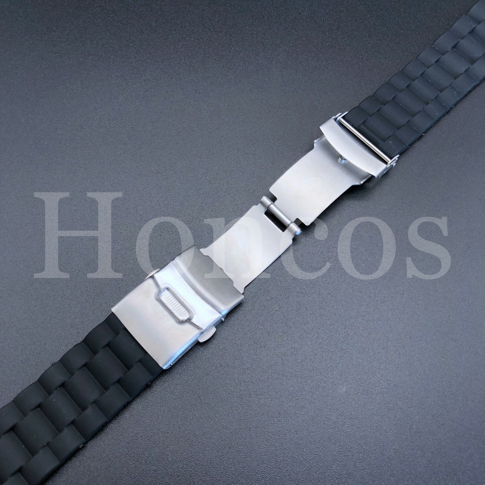 22MM BLACK SOFT SPORT SILICONE REPLACEMENT WATCH BAND Divers Style US SELLER