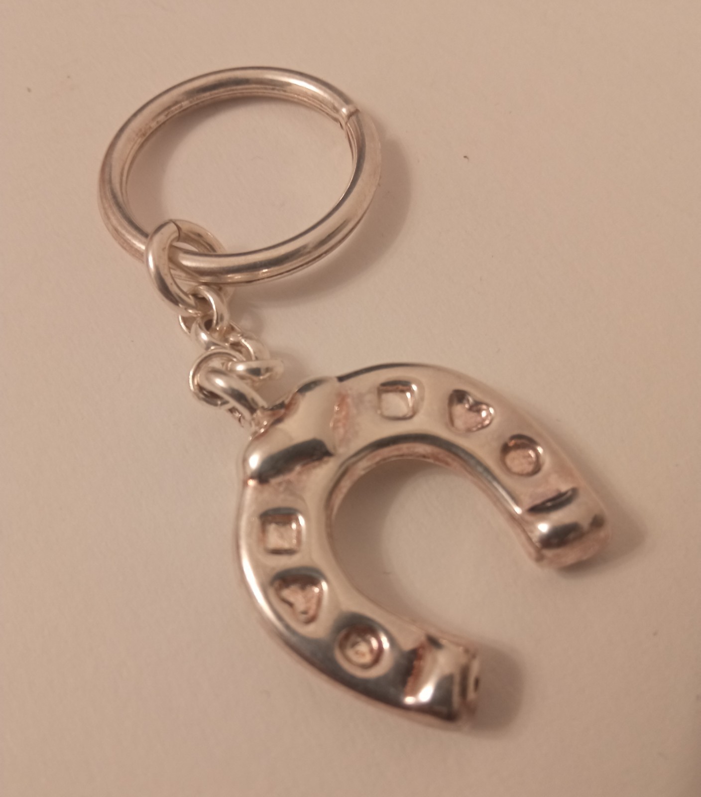 B9 Vintage 925 Sterling Silver Keychain, Horseshoe Shaped, Hollow