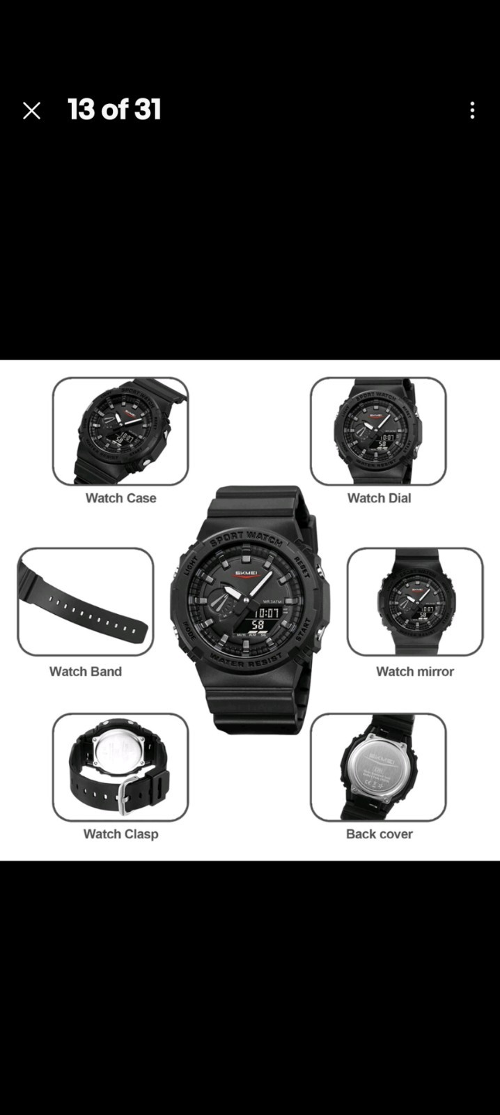 SKMEI Men’s Digital Military Watch LED Silicone Band Countdown Quartz Wristwatch