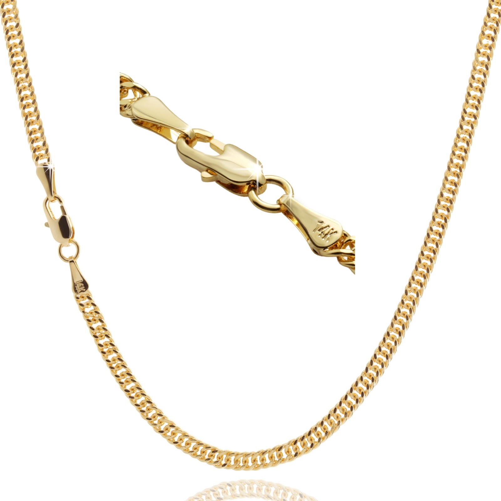 Cuban Chain Link Cascade Necklace 14K Gold Plated 3mm – 30″In Hip Hop Fashion