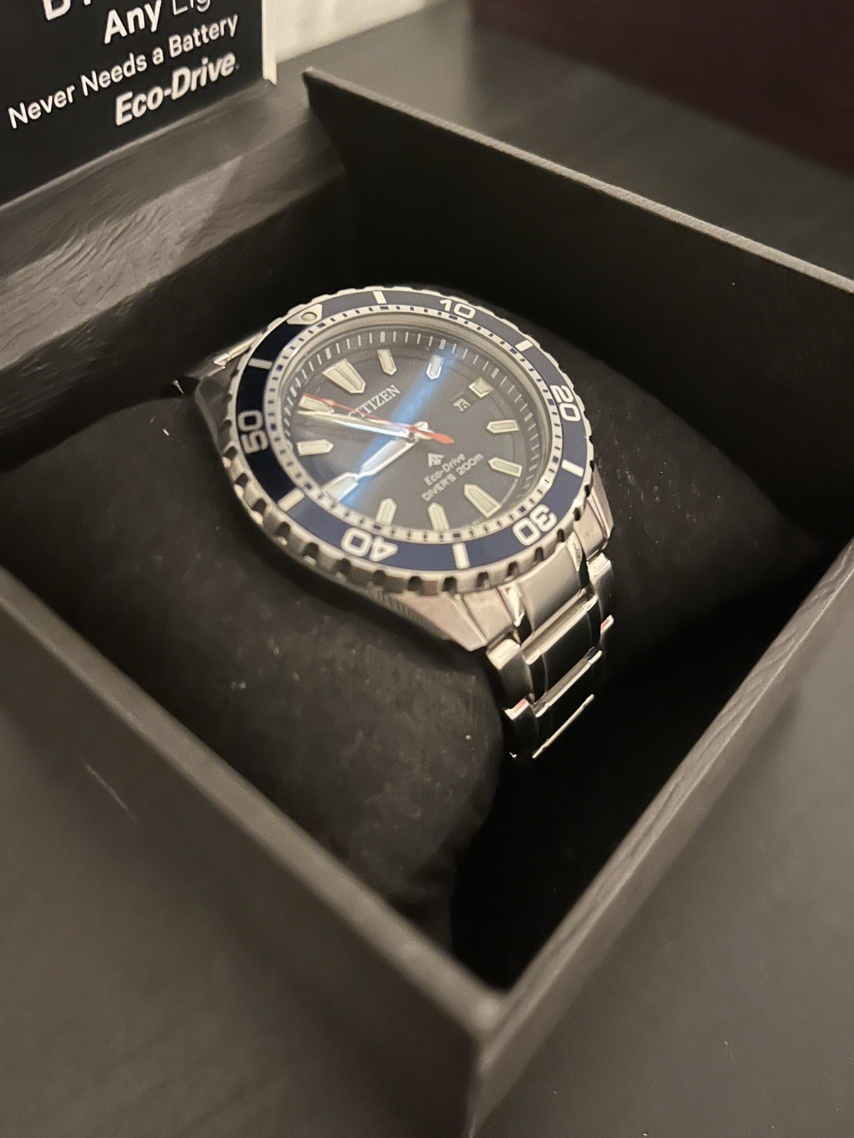 CITIZEN MEN’S $450 ECO-DRIVE PROMASTER DIVER’S BLUE WATCH DATE WR200M BN0191-55L