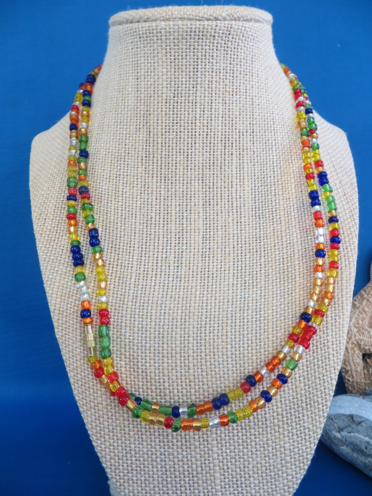 Kenya African Ethnic Jewelry HAND-CRAFTED GLASS BEAD Festival Necklace F