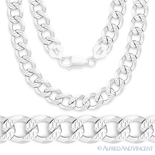 Cuban Curb 8.6mm Link Men’s Italian Chain Necklace in .925 Italy Sterling Silver