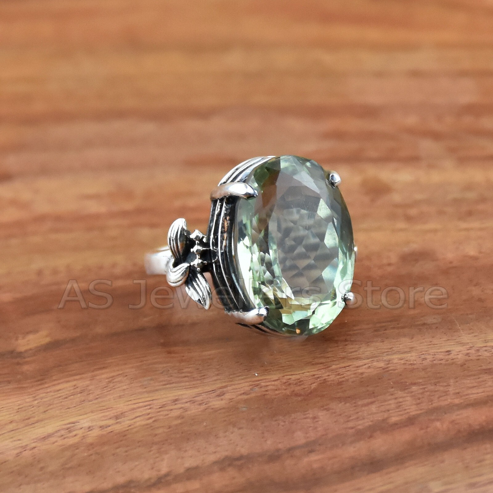 925 Sterling Silver Ring, Green Amethyst Ring, Handmade Ring, Silver Jewelry