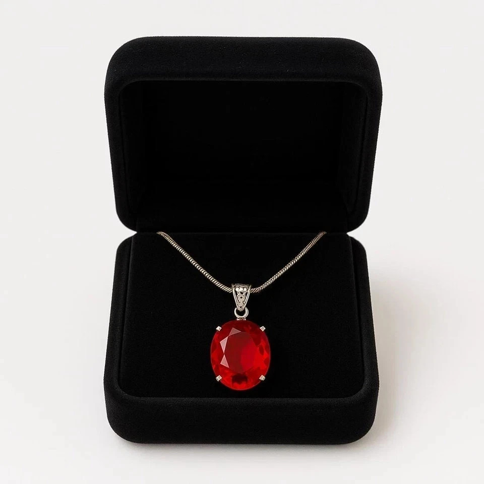 72.60 Ct Certified Red Topaz Oval Cut 925 Solid Sterling Silver Pendant Gemstone