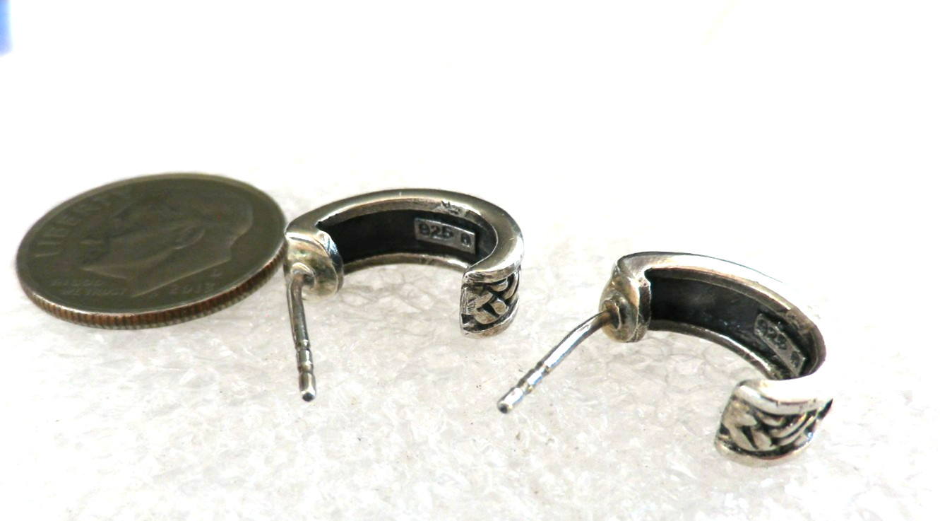 Vintage 925 Sterling Silver Braided Design Half Hoop Earrings 3.2 grams