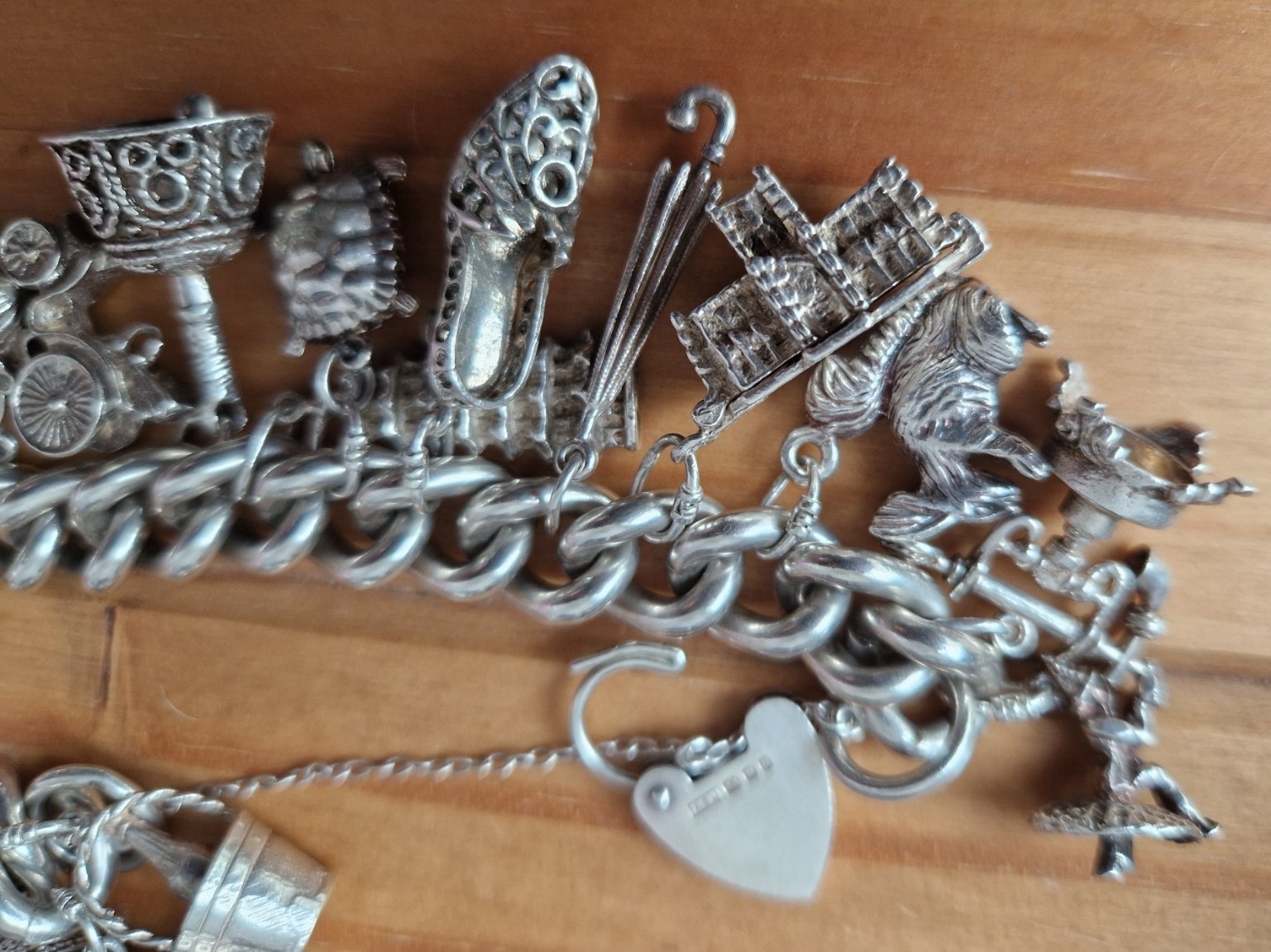 Vintage Very Heavy Silver Charm Bracelet 153g