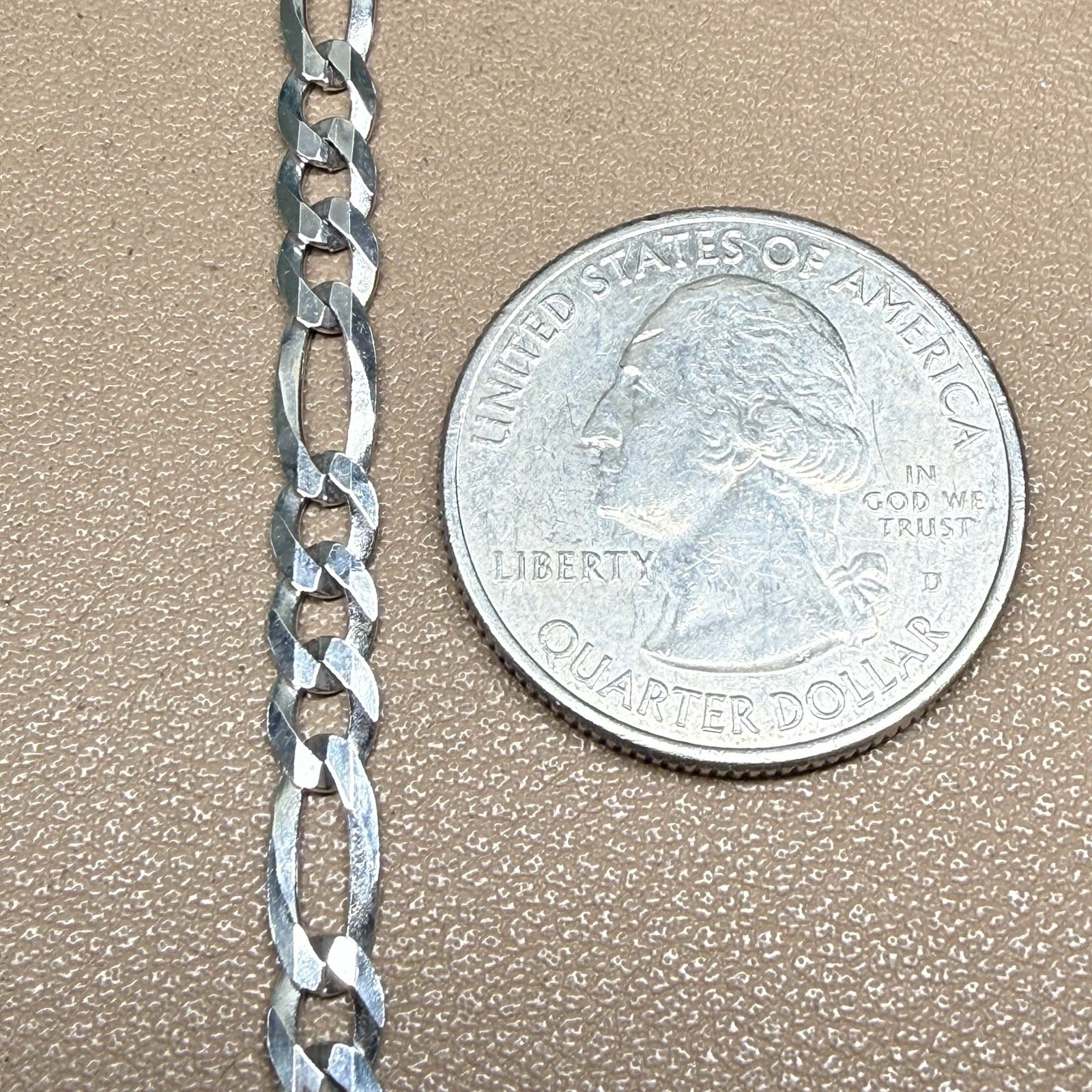 ITALY 925 Sterling Silver FIGARO Chain Necklace 18” 4.3mm