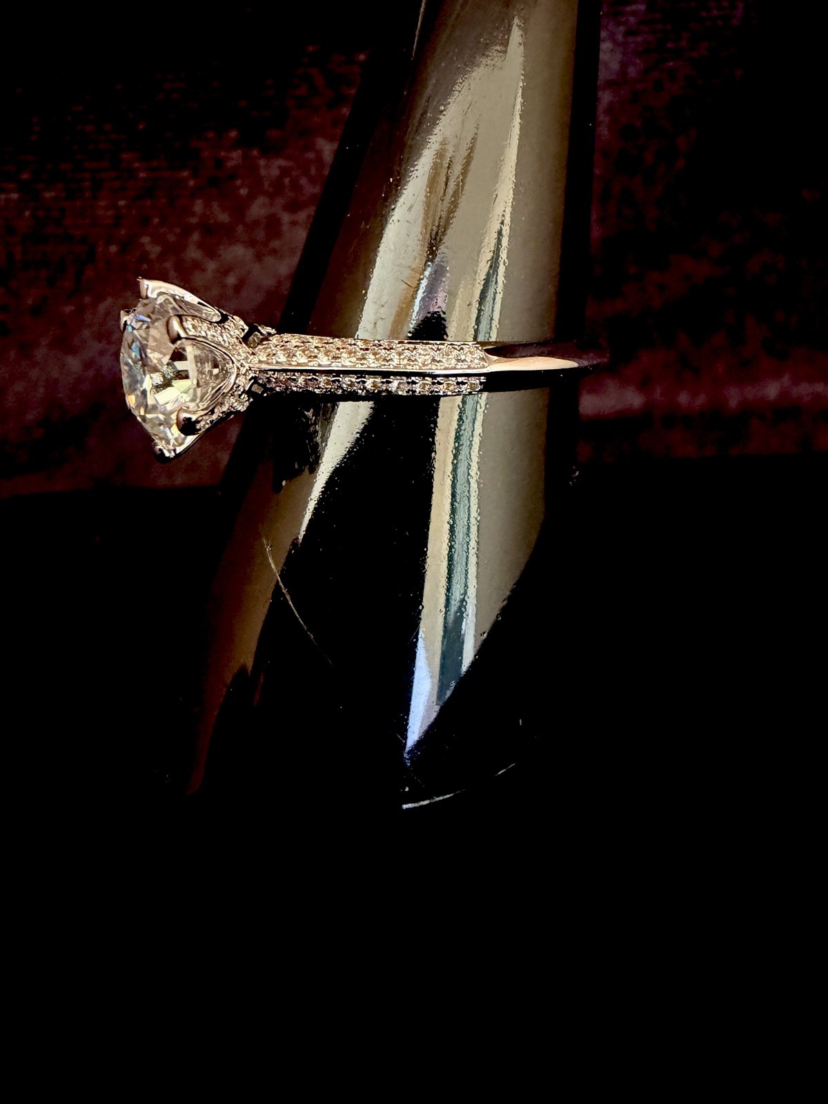GRA 1.5ct Round D White Moissanite Prong Pavé Engagement Ring 14k WG Filled Sz 9