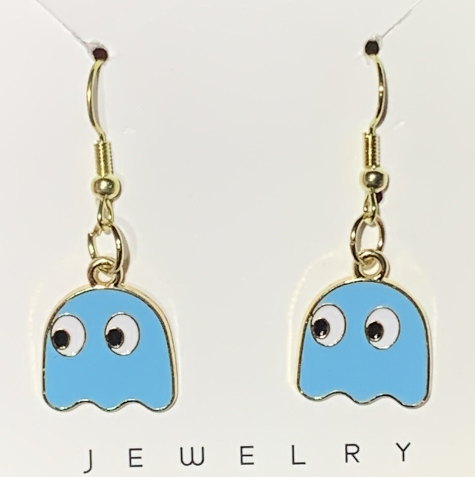 Gold Ghost From Pac-Man & Ghost Drop Dangle Earrings!!