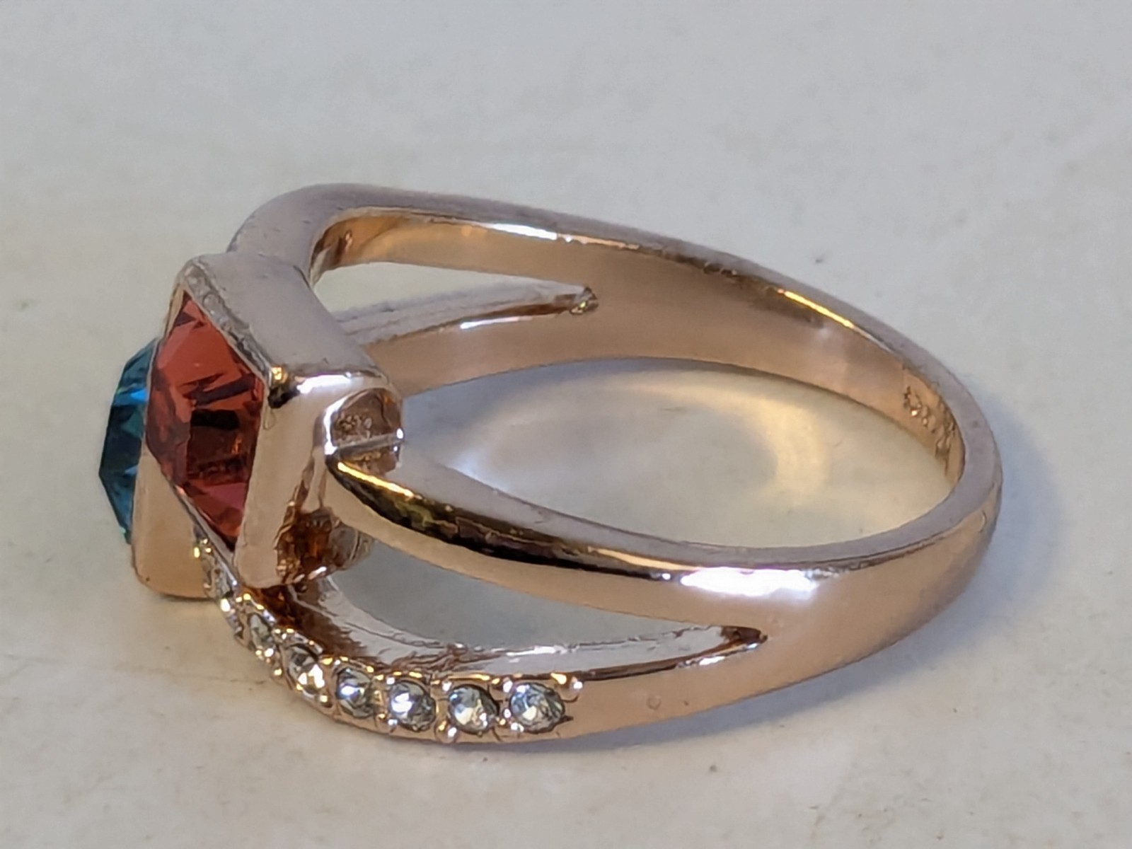Faux Citrine and Topaz Princess Cut 18KRGP Ring Jewelry