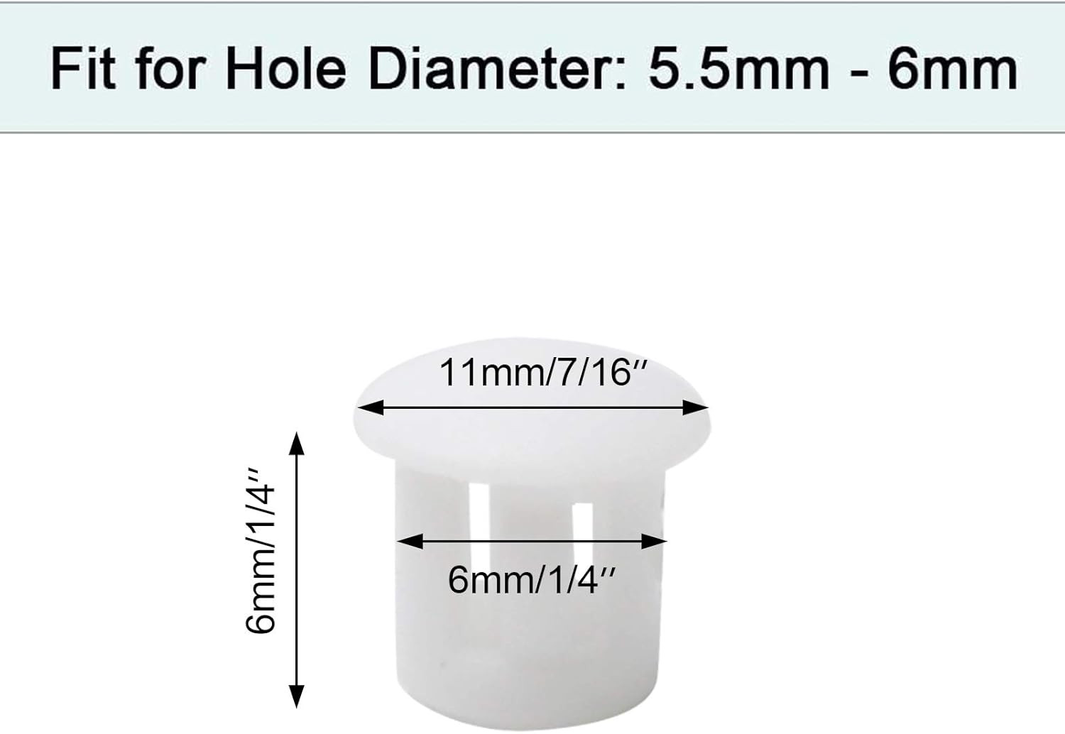 60PCS 6Mm (1/4″) White Hole Plugs Plastic Flush Type Hole Plugs Snap in Locking