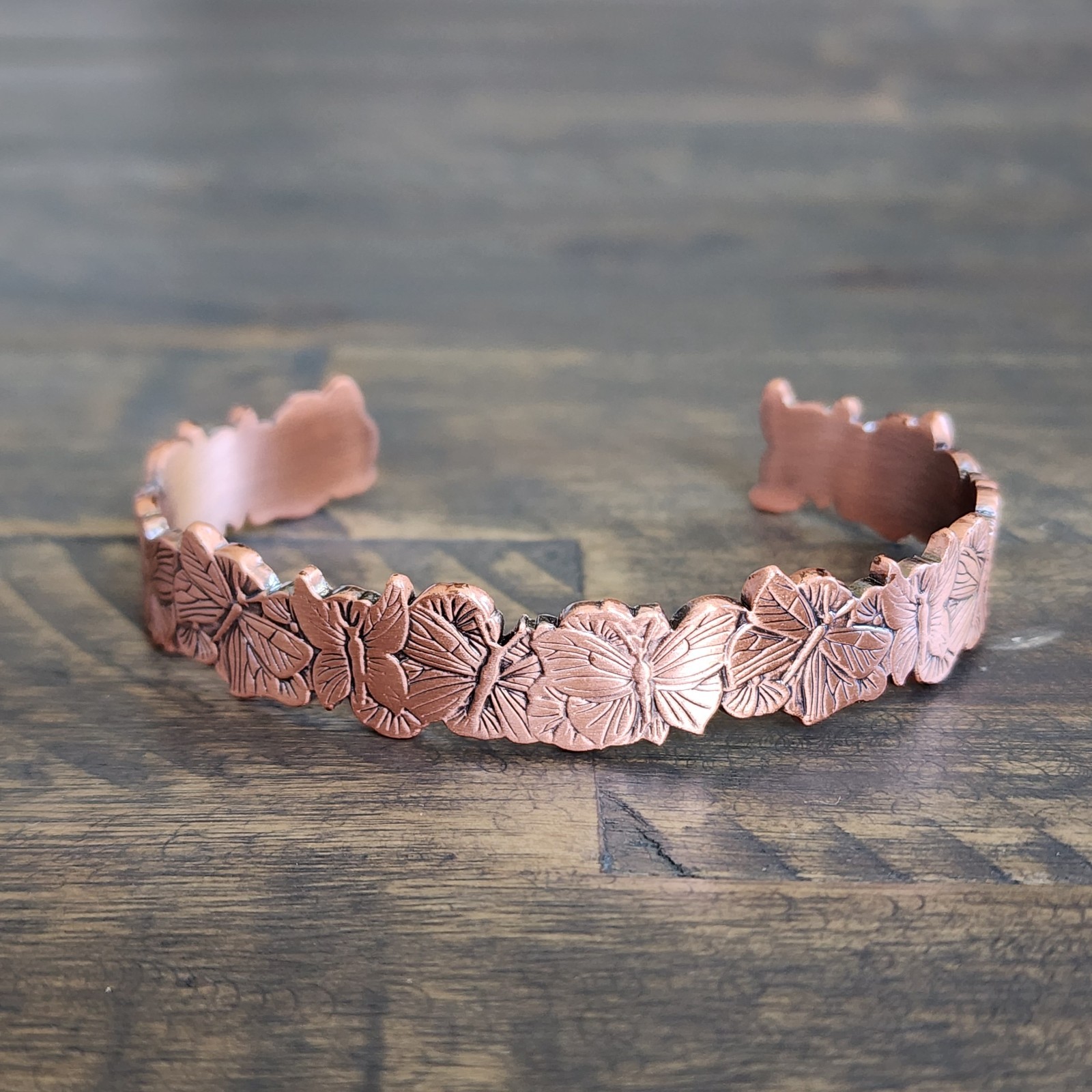 Pure Copper Butterfly Bracelet, Adjustable Copper Cuff, Butterfly Bangle