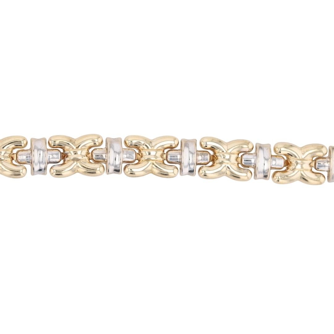 9.2mm Fancy Link Chain 7.5″ Bracelet 10K Multi-Tone 6.40 Grams