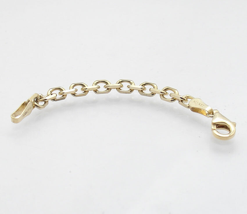 2.5″ 3.7mm Diamond Cut Cable Oval Extender for Necklace Chain 14K Yellow Gold