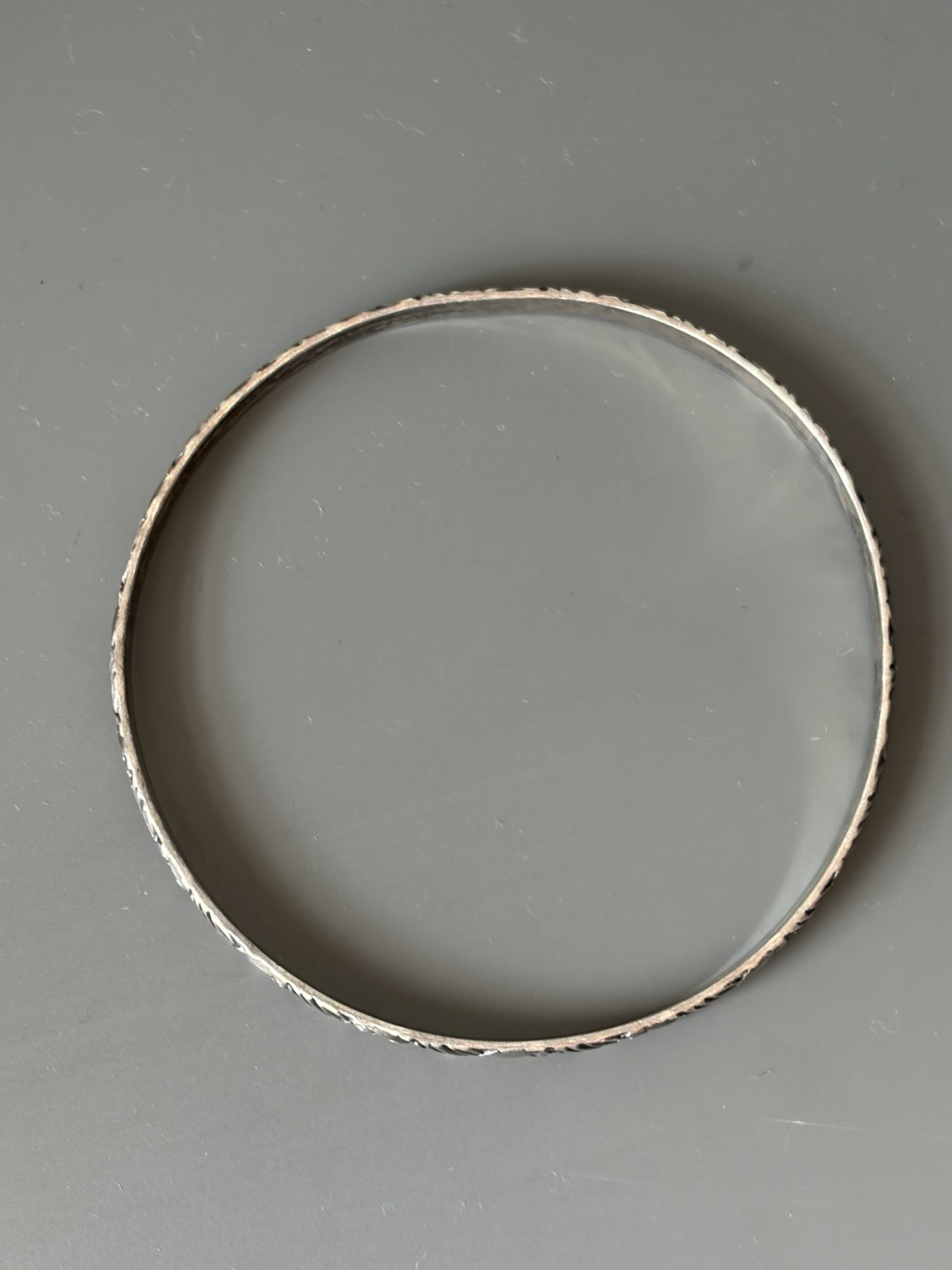 BEAU 925 Sterling Silver Engraved Floral Bangle Bracelet Signed No Stone