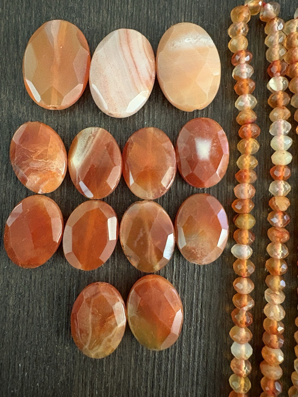 LOT Of Mixed Carnelian Red Aventurine Faceted Roundelle Stones Beads Read Info