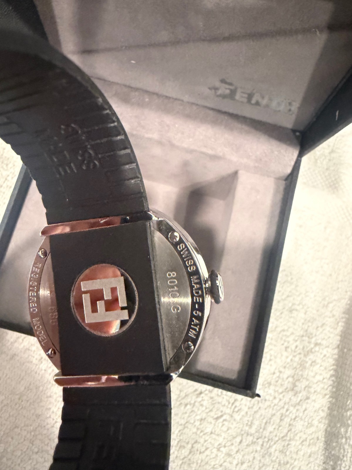Fendi Bubble Watch 8010L Aqua Face With Rubber Black Strap – Used