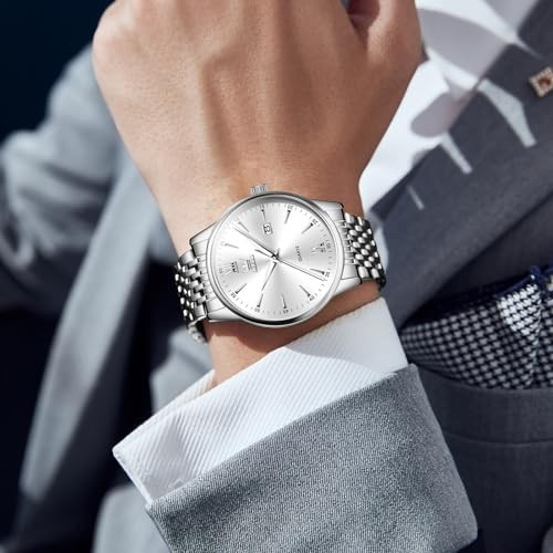 Mens Silver Watches Classic Luxury Waterproof Watch for Men Silver-G5009