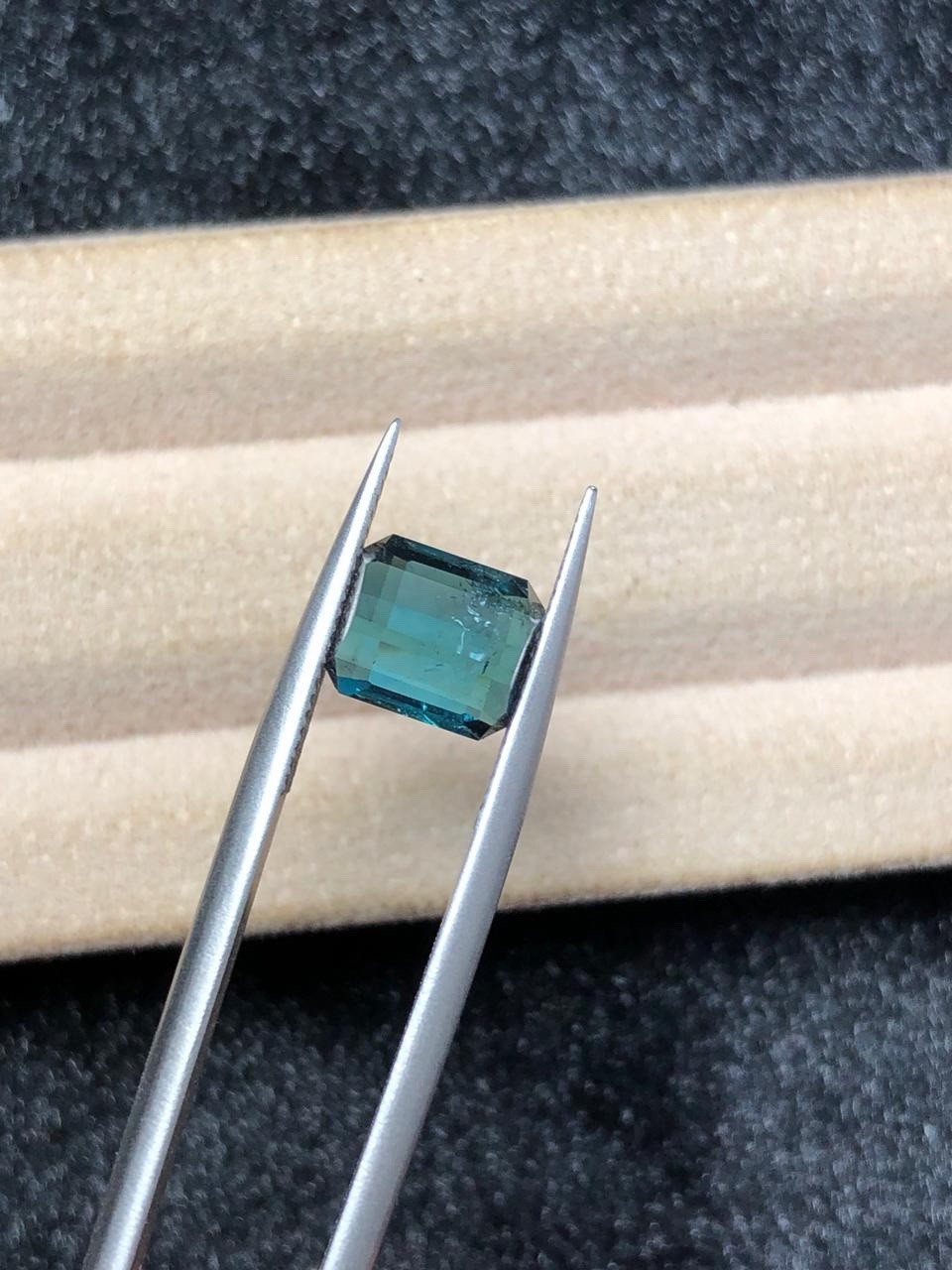 Natural 2.30 Ct Indicolite Blue Tourmaline Emerald Cut Loose Gem Afghanistan