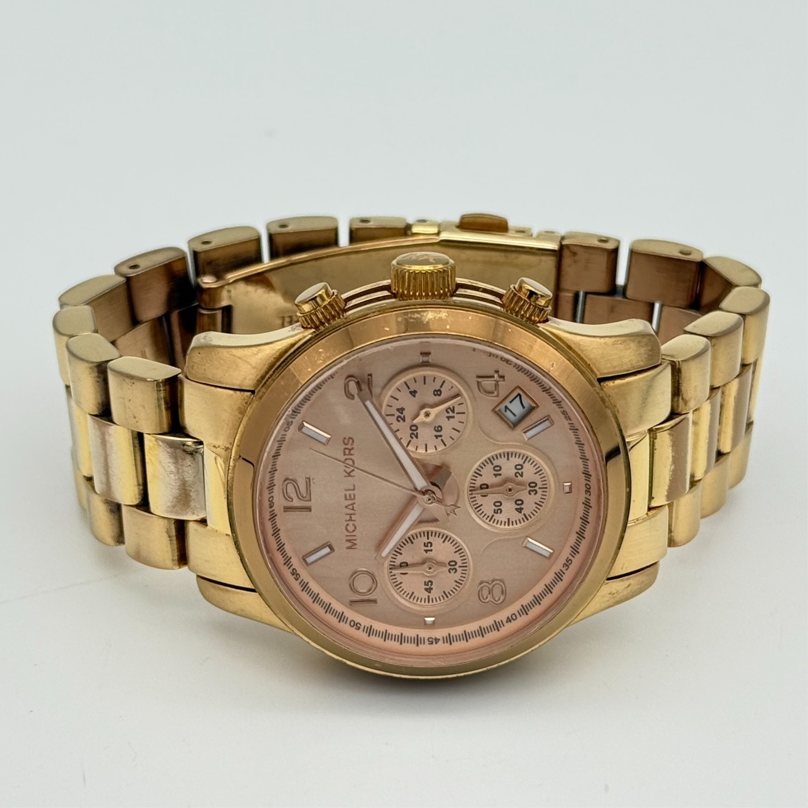 Women’s MICHAEL KORS Runway Watch, Rose Gold Tone Chronograph, Bracelet, MK5128
