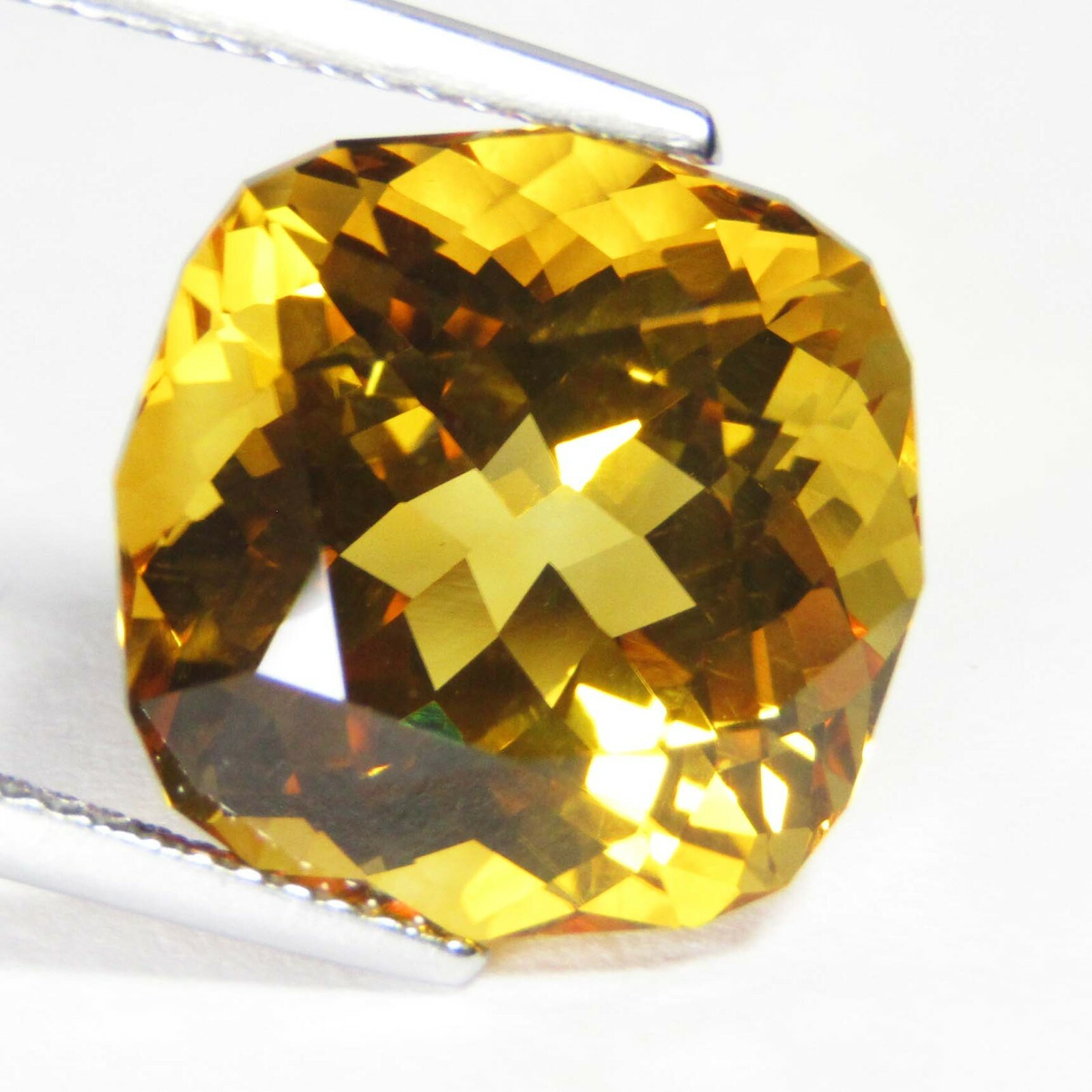 11.70Cts Lustrous Natural Citrine 14mm Cushion Custom Cut Collection Gemstone