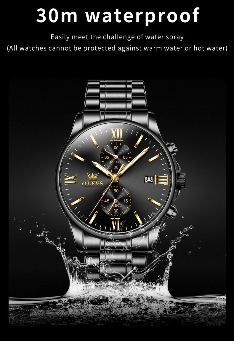 OLEVS 2886 Luminous Multifunctional Male Popular Steel Classic Quartz Watch