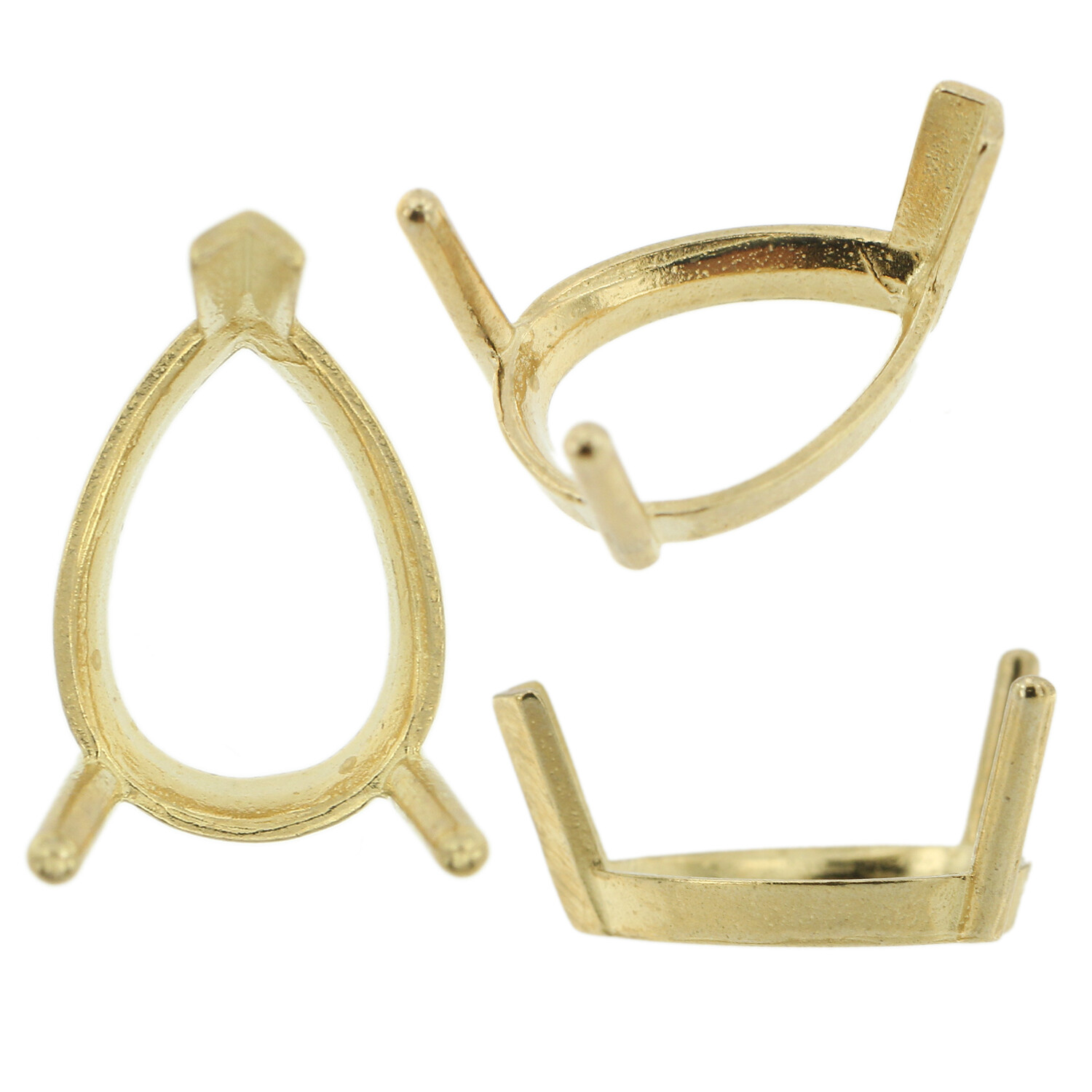 14K Yellow Gold Pear Low Base Head Setting Mounting 3 Prong V-End 0.20ct-6.00ct