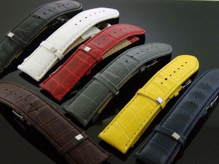 King Master Single pin leather band 24mm All Color Black, Red, Yellow, Gray, Blu