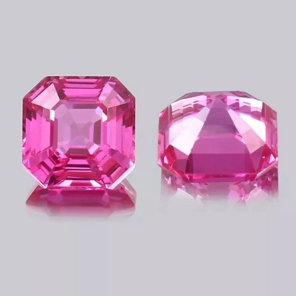 Flawless Natural Pink Sapphire Asscher 20 Ct 2 Pcs Pair Loose Gemstone Certified