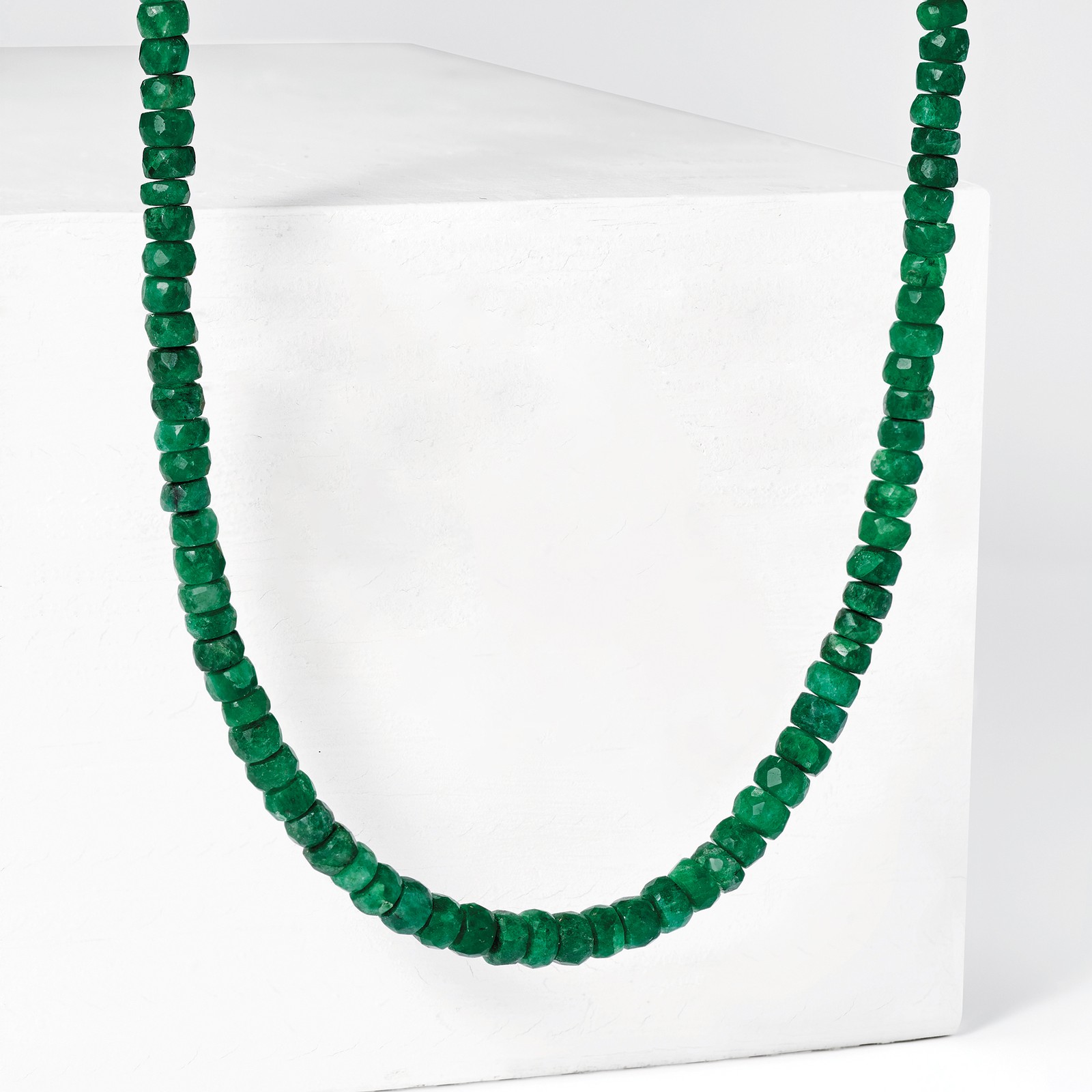 Ross-Simons 90.00 ct. t.w. Emerald Bead Necklace with Sterling Silver. 18 inches