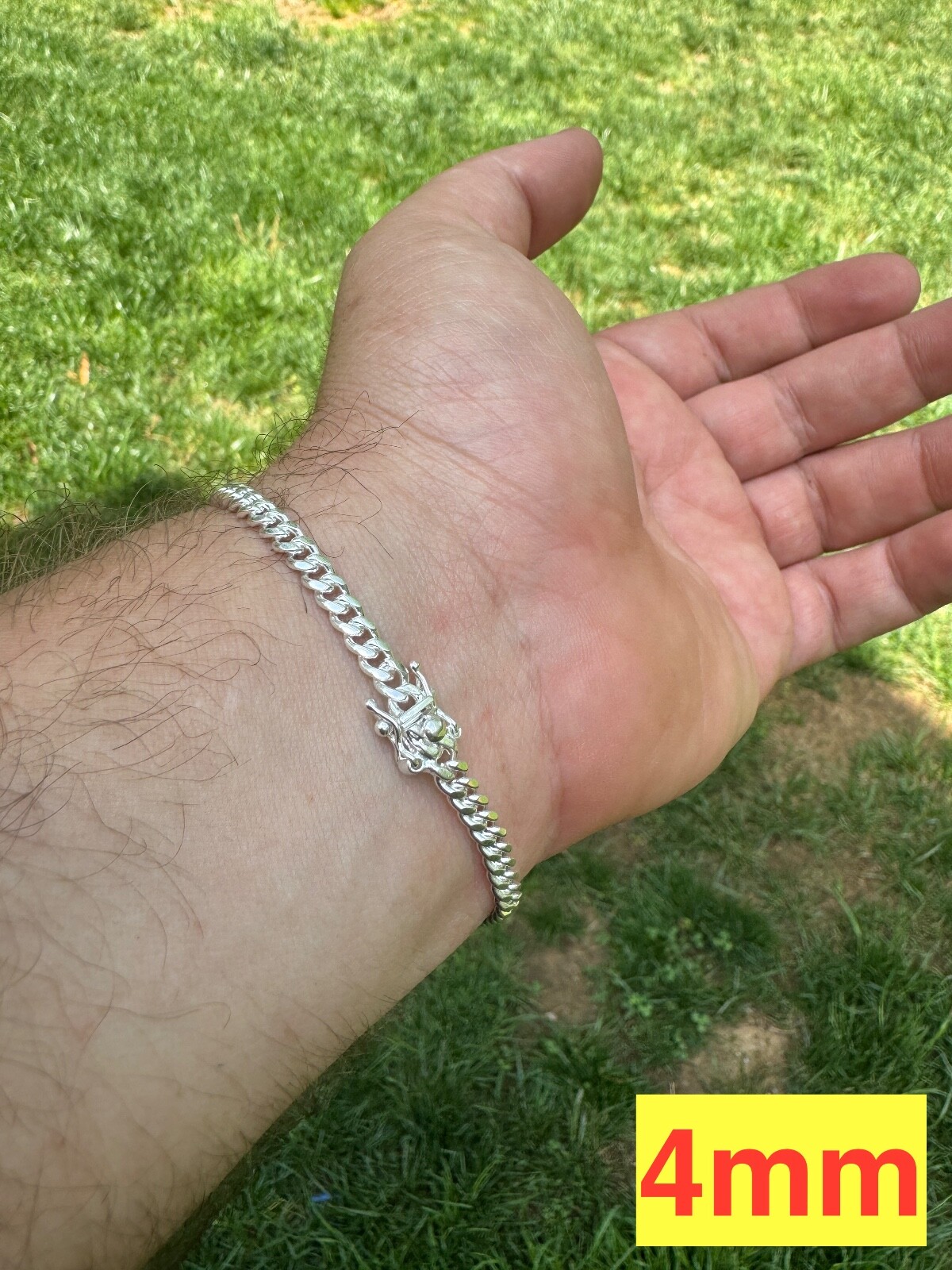 Real Miami Cuban Link Bracelet Solid 925 Sterling Silver Box Clasp ITALY 4-10mm