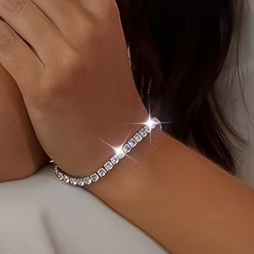 Tennis Bracelet 17.0 Ct Luxury 5mm Clear Sapphire 7.75″ L 18k White Gold Plated