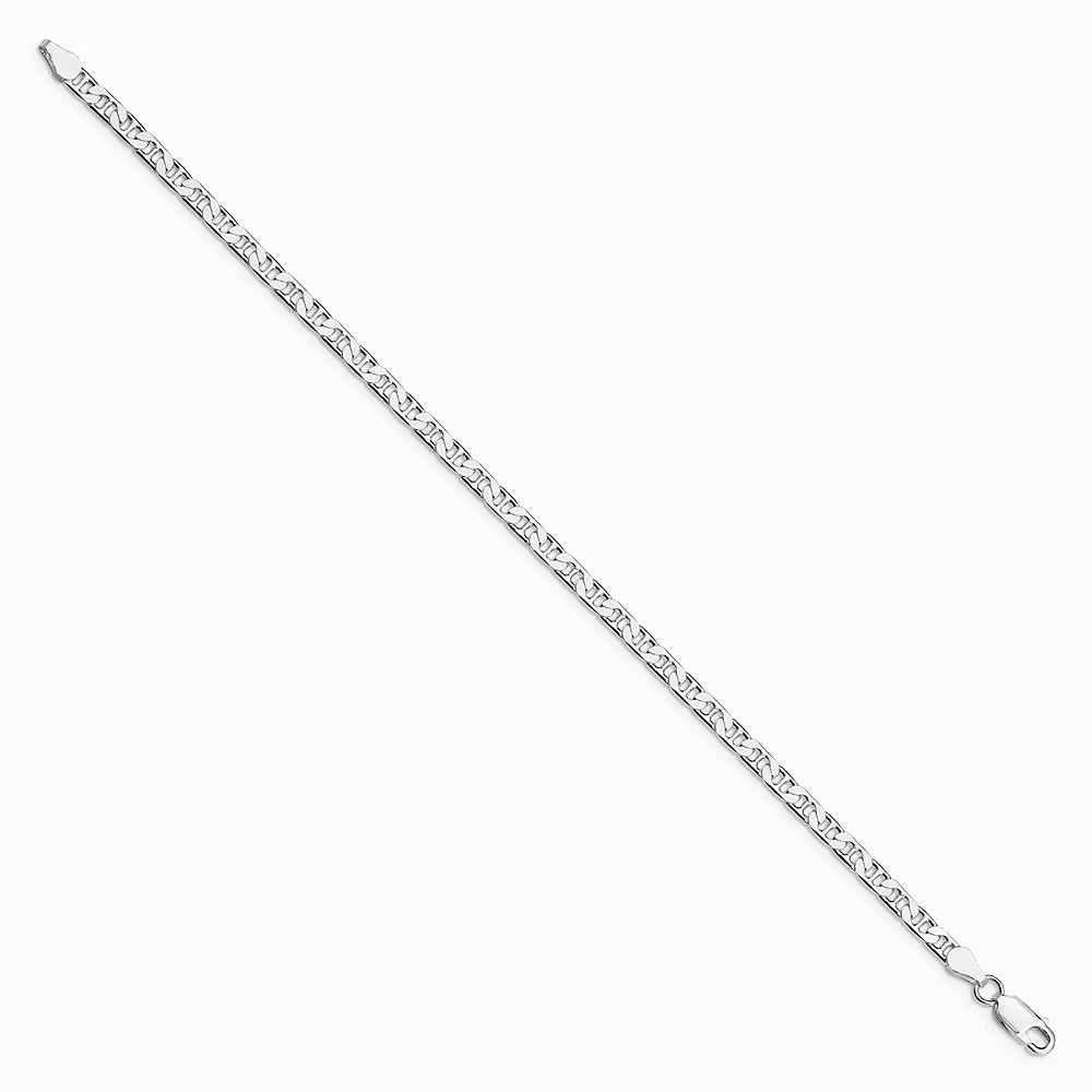 Sterling Silver Rhodium-Plated 3.75mm Flat Anchor Chain Bracelet 7″-8″