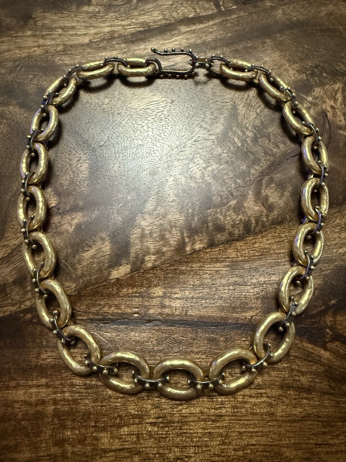 Gorgeous Julie Vos SoHo Demi Link 24K GP Necklace with Studded Hook Clasp, 21”
