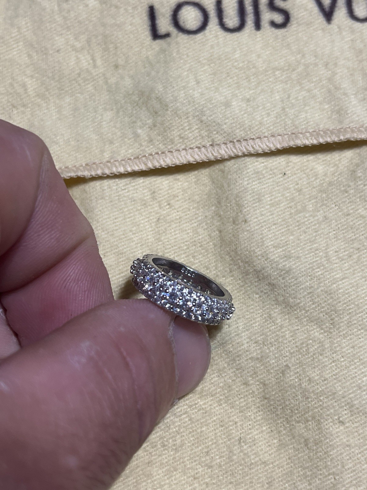 925 Sterling Silver Pavé Eternity Band Ring Size 8 8mm White/Colorless