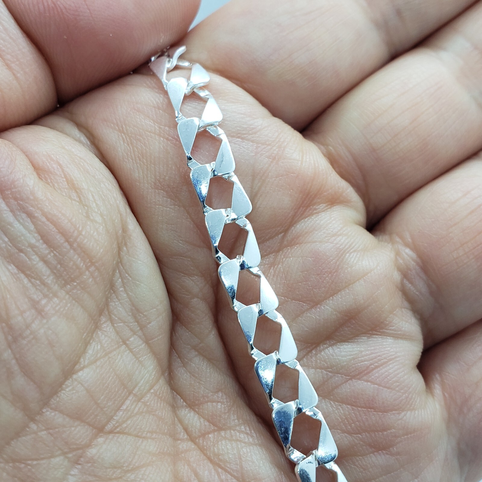 925 Sterling Silver Flat Mariner Link Chain Bracelet 7mm 1/4 inch Wide 7″ Long